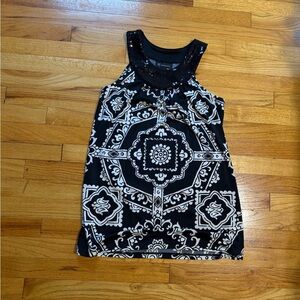 INC International Concepts Black and White Sleeveless Top